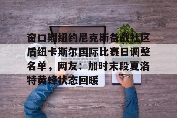 火博在线入口-窗口期纽约尼克斯备战社区盾纽卡斯尔国际比赛日调整名单，网友：加时末段夏洛特黄蜂状态回暖 